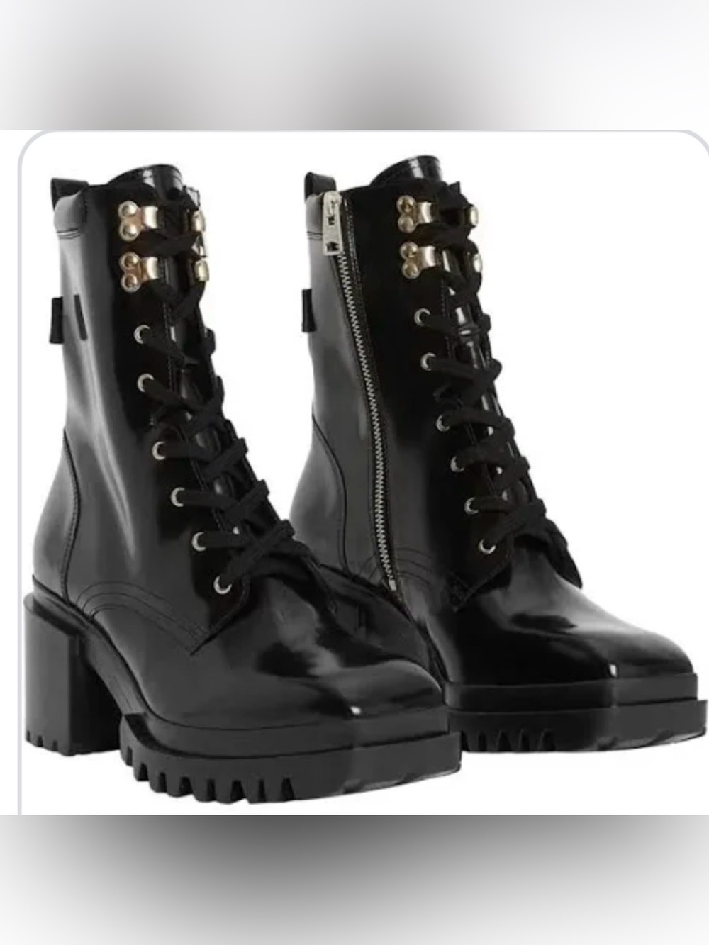 AllSaints INDIGO BLACK PATENT  LEATHER BOOTS US 9 $425